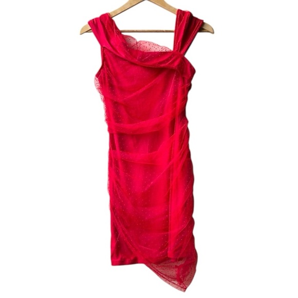 Majorelle Audrina Mini Mesh Dress in Red Size Small - Picture 3 of 14